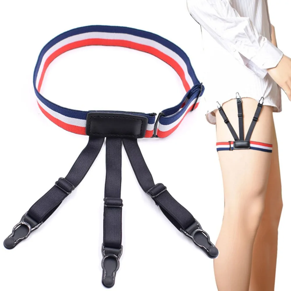 

OUTAD Unisex Shirt Stays Holder Elastic Leg Girdle Gothic Shirt Thigh Ring Comfortable Suspenders Shirt Garters For Men