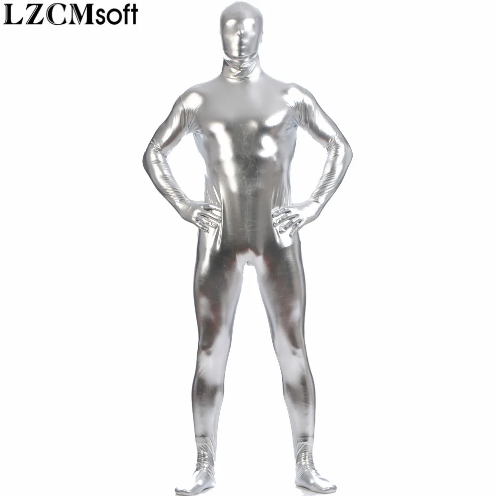 LZCMsoft мужские боди золотого и металлического цвета Zentai для взрослых блестящие