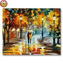 Картина по номерам художественная краска по номеру Diy Цифровая живопись Великолепная красочная дождь песня дождь прогулки любовник комбо коробка гостиная