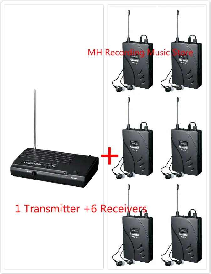 Модернизированная WPM-100 Takstar/wpm100 UHF сценическая Беспроводная система монитора наушники-вкладыши беспроводной стерео 1 передатчик+ 6 приемников