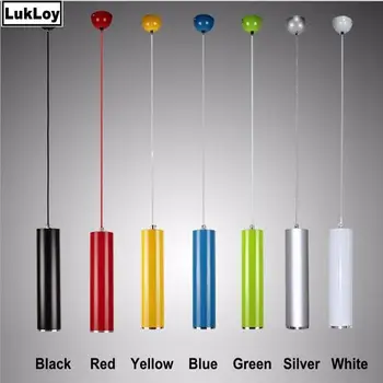LukLoy 6cm Color Pendant Lamp Lights Kitchen Island Dining Living Room Shop Decoration Cylinder Pipe Pendant Kitchen Light