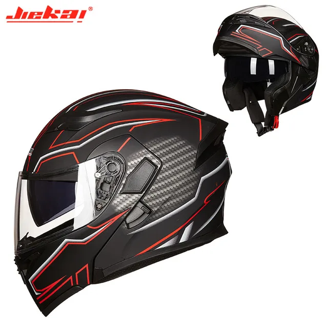US $52.36 DOT JIEKAI JK902 Flip Up motorcycle helmetdouble lens motorbike MOTO motocross scooter helmet black