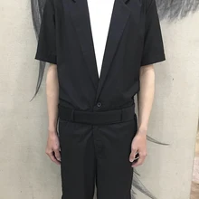 Новая мужская одежда модные цельные Капри дизайн половина рукава в западном стиле брюки с большим вырезом певица костюмы