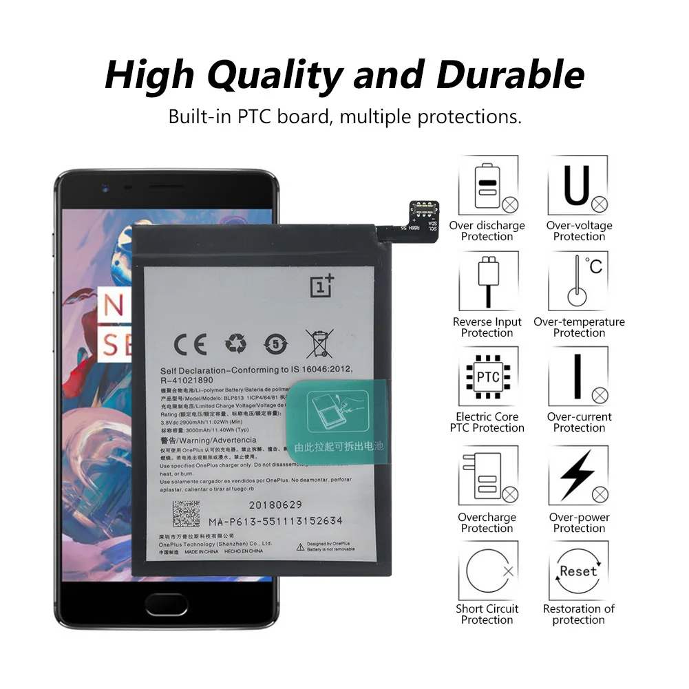Сменный литиевый аккумулятор BLP613 для OnePlus 3 3000 мАч перезаряжаемый литий ионный