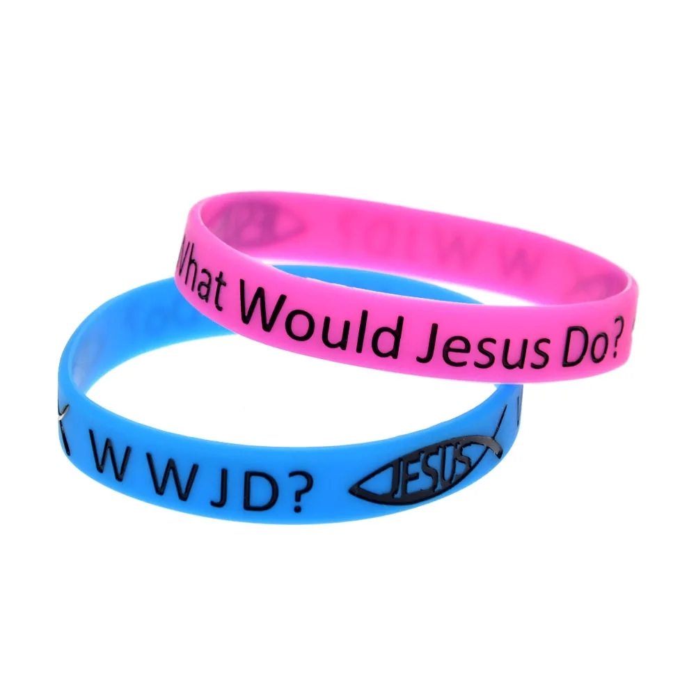 OBH 50 шт. напечатанный What Will Jesus Do WWJD силиконовый резиновый браслет