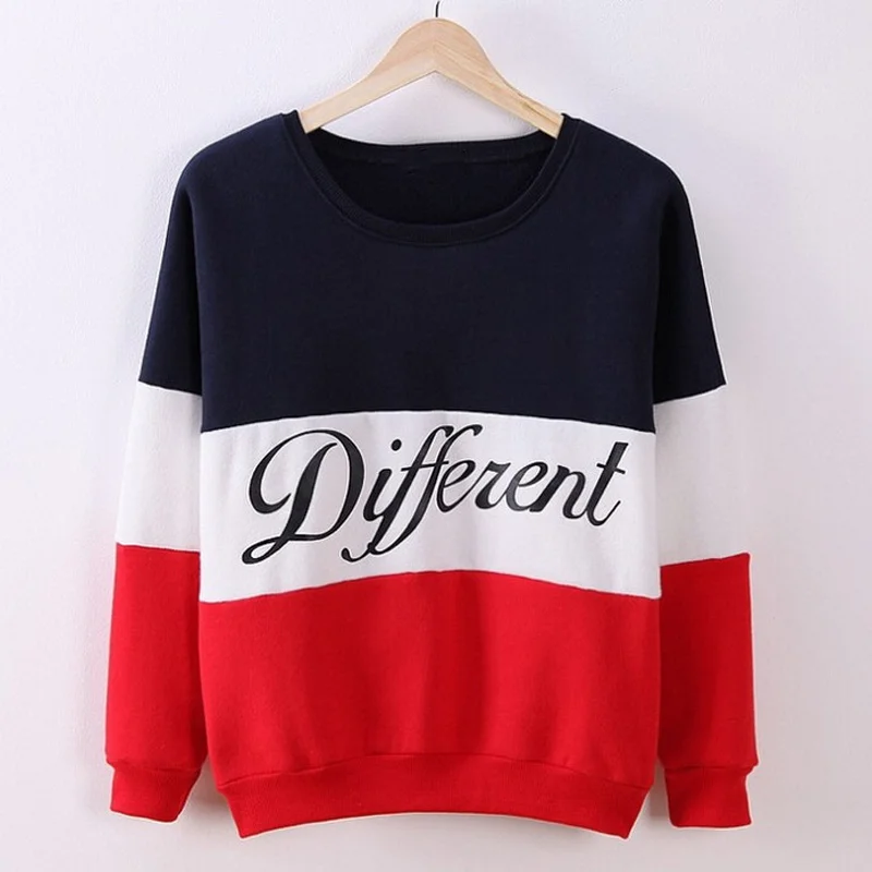 

New Autumn Spring Women Hoodies Patchwork Sweatshirt Fleece Tracksuits Long Sleeve O-neck Pullover Tops MV66