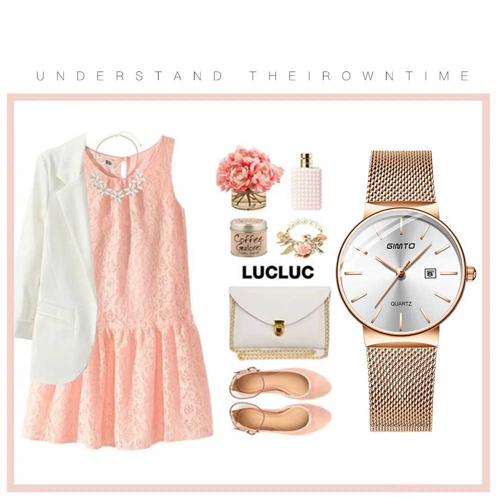 GIMTO, Брендовые женские часы, 32 мм, розовое золото, модный кварцевый браслет для влюбленных, женские часы, роскошные женские часы, relogio feminino