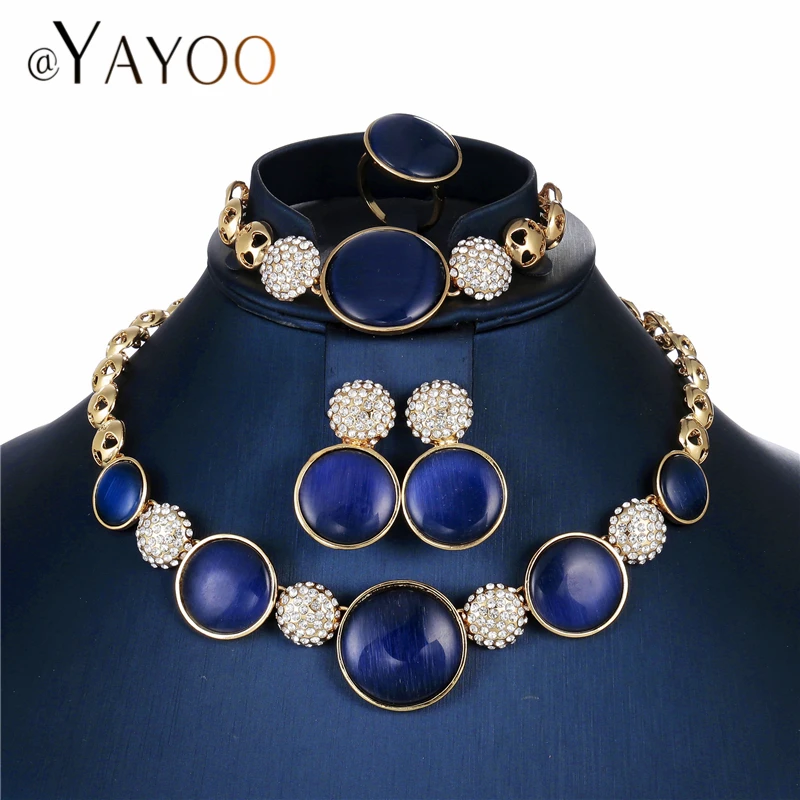 

AYAYOO Wedding Jewelry Sets For Women Gold Color African Beads Jewelry Set Bridal Statement Necklace Set Dubai Jewellery