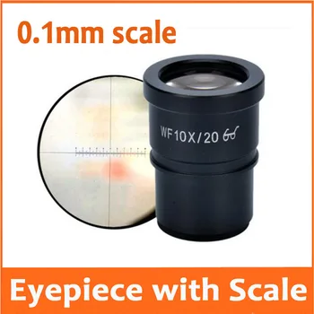 

WF10X 20mm Hight Eyepiont Stereo Microscope Eyepiece Lens with 30mm Mounting Size Graduated Reading Scale Reticle Ruler 0.1mm
