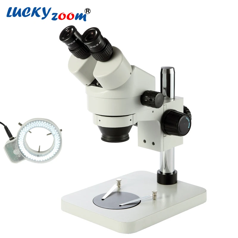 

Luckyzoom 7X-45X Table Pillar Stand Zoom Binocular Stereo Microscope Inspect PCB 56LED Microscopio Accessories Free Shpping