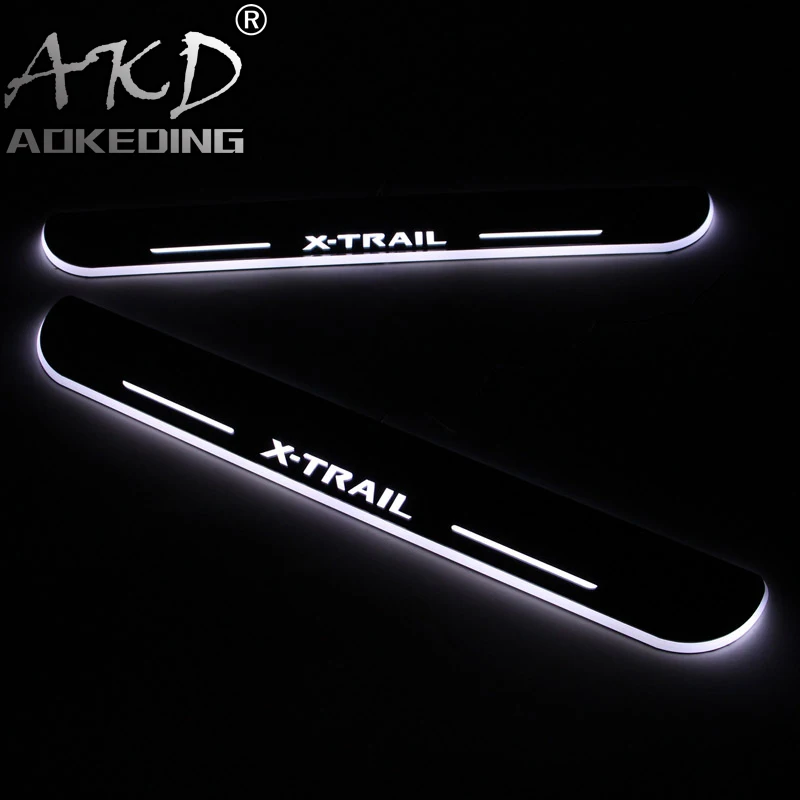 

AKD 4PCS Acrylic Moving LED Welcome Pedal Car Scuff Plate Pedal Door Sill Pathway Light For Nissan X-trail T32 2016 2017 2018