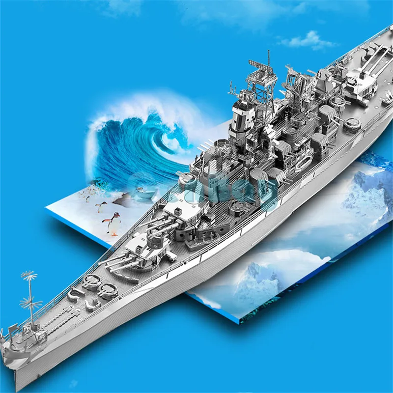 Piececool Newest 3D Metal Puzzles of "USS MISSOURI Battleship" 3D Model Kits DIY Funny Gifts for Kids Toys Home Ornaments