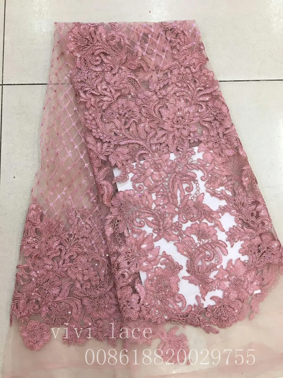 

ab001-6 #5yards dirty pink sequin embroidery new tulle mesh lace fabric for wedding dress/evening dress,ship by dhl