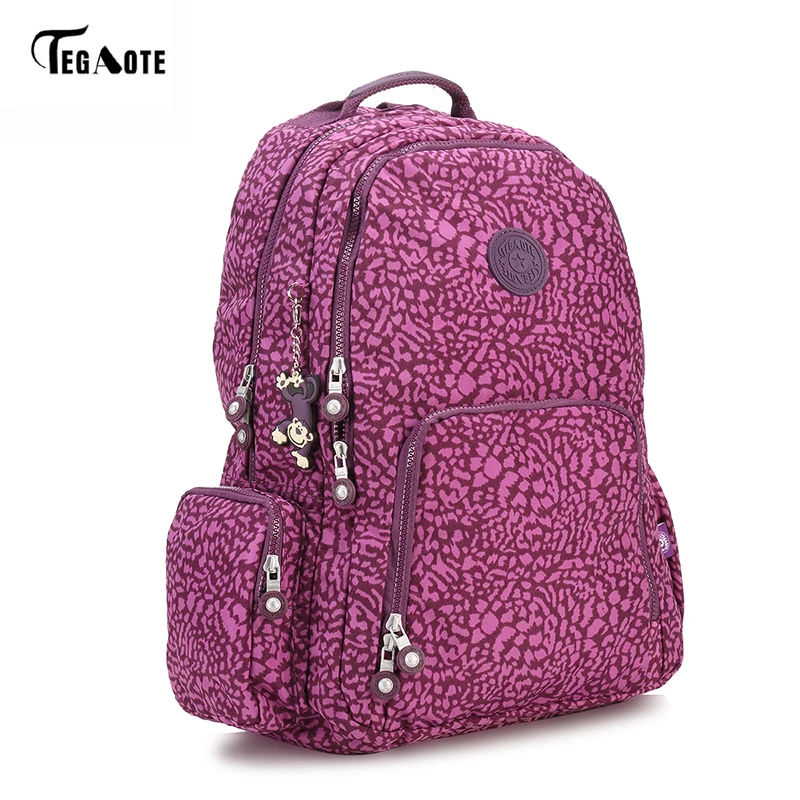 Tegaote clásico nylon mujer mochila marca mochila del cuaderno del ordenador portátil para estudiantes universitarios impermeable mochila escolar