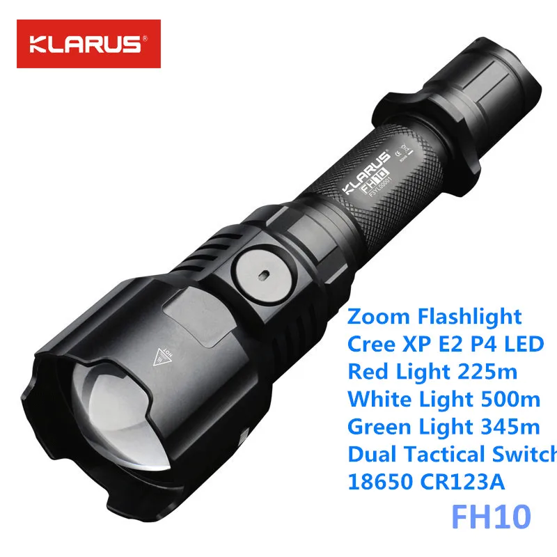 

Klarus FH10 RGW Cree OSRAM LED Spot Flood Beam Zoom Adjustable Flashlight With Tail Dual Tactical Switch Color Selection Button