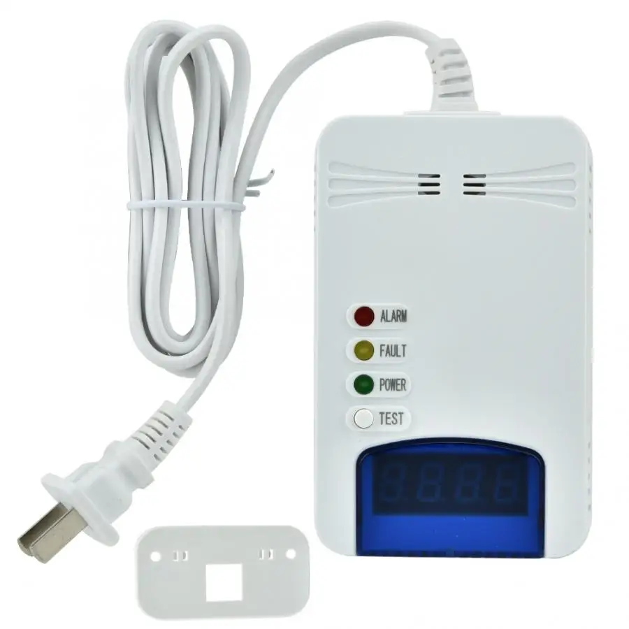 

Smoke Detector 100-240V Digital Display Detector Gas Sensor Wall-mounted Alarm US Plug smart smoke detector