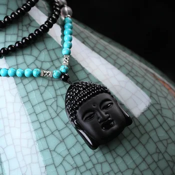 

wholesale New arrival Natural quartz White crystal Buddha Sakyamuni necklace Lucky safeness necklace talismans Long Necklace