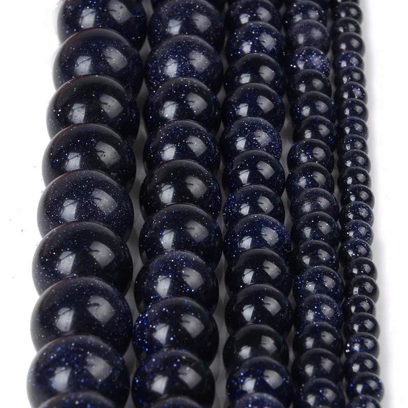 18mm Natural Stone Beads Round Dark Blue Sands Stone Gold Sands Stone