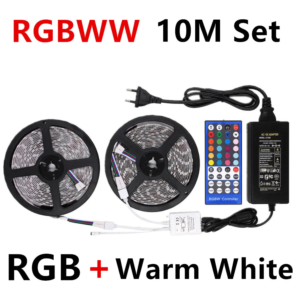 5 м 10 Светодиодная лента 5050 водонепроницаемая RGB Диодная гибкий свет с ИК пультом