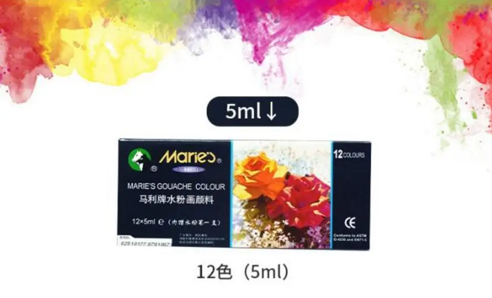 

12 Color High Quality Gouache Paints 5ml Featured The Pigment Gouache Fine Professional Student Pigment