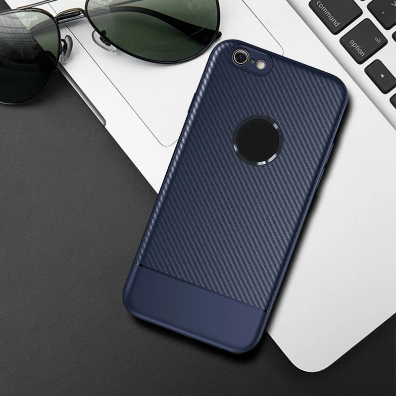 

Carbon Fiber Case for iphone 7 8 plus thin Slim Back Luxury Case for iphone 6S 6 plus 8 X XS MAX XR Silicon Soft Black Cover
