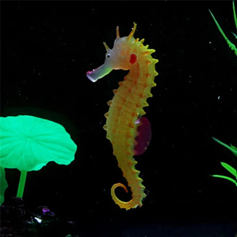 Glowing Effect Artificial Sea Horse Hippocampus Jellyfish Anemone Fish Tank Aquarium Decoration Submarine Underwater Ornament