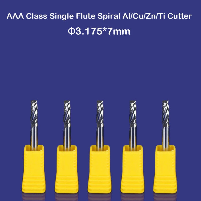 5pcs End Mills Aluminium Cutting One Flute CNC Router Milling Cutter Bits Tool 1/8" 7mm Durable Tool Parts