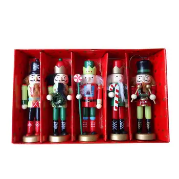 

5pcs/set 12cm Nutcracker Puppet Christmas Ornaments Desktop Decoration Cartoons Drawing Walnuts Soldiers Band Dolls Nutcracker