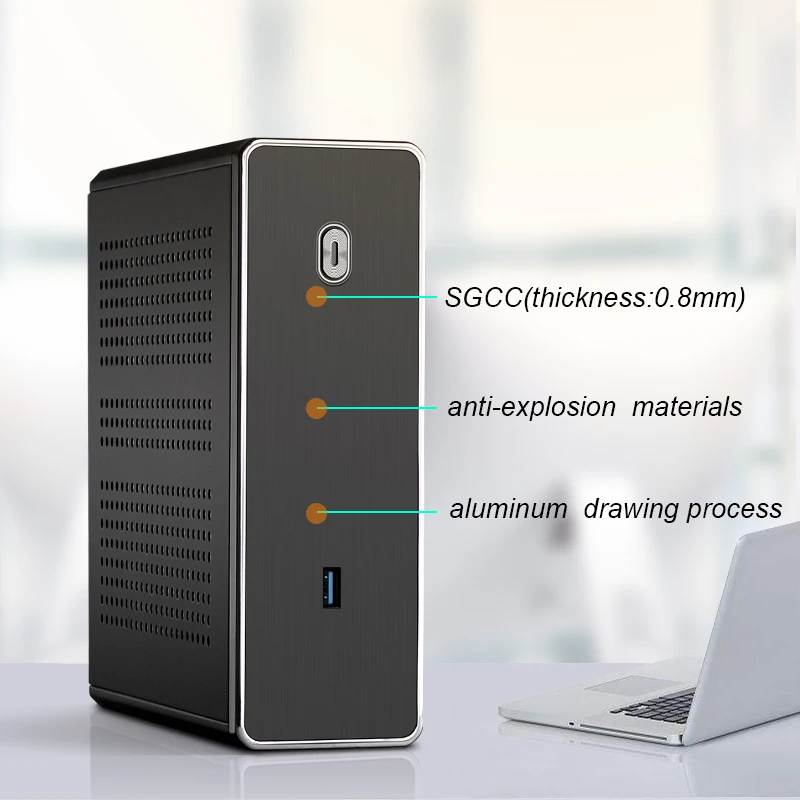 REALAN MINI ITX HTPC стальной чехол E C3 SGCC 0 8 мм M/B USB2.0 1 COM WIFI 4 4010FAN черный и серебристый