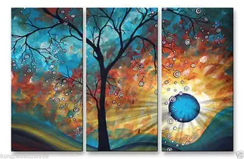 

MODERN ABSTRACT HUGE WALL ART OIL PAINTING ON CANVAS,Tree 3PC(no framed)