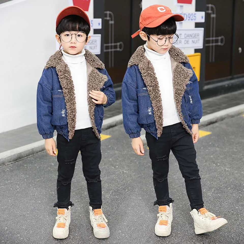 

Boys Jean Jackets Denim For boy Girls Coats Kids Girl Jackets Coat Casual Baby Girl Denim Jackets Children Velvet Clothes