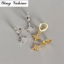 Ying vahine, новые нежные маленькие серьги в виде звезды, 925 пробы, серебряные блестящие циркониевые серьги-гвоздики с подвеской в виде звезд для женщин