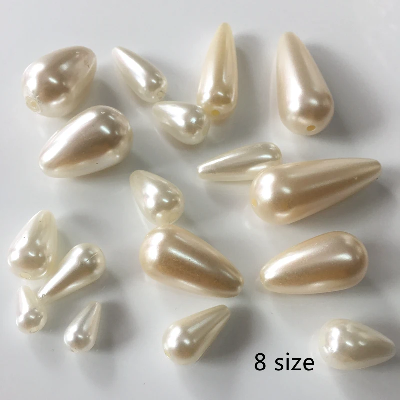 Meideheng Velkoobchod imitace perlové vody-kapka tvar DIY řemesel korálky pro šperky tvorby náhrdelník výšivka Příslušenství 8 velikost