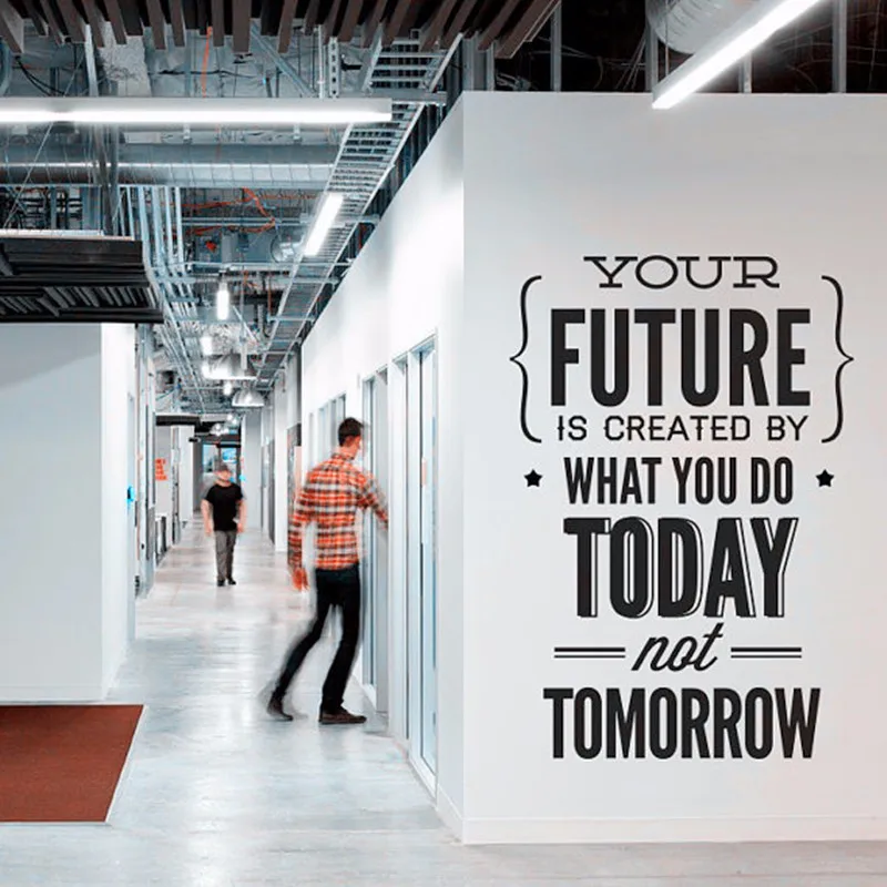 Новинка, вдохновляющие цитаты, наклейки на стену "ваше будущее. Сегодня", виниловые наклейки на стену для офиса, украшения для дома, усердно работают, чтобы получить больше