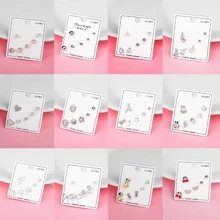 Nuovo Sterlina Di Modo 925 Ago D'argento Dolce Zircone Cubico di Cristallo della Ciliegia Cartilagine Orecchini con perno Set Ear Piercing per le Donne Regalo(China)