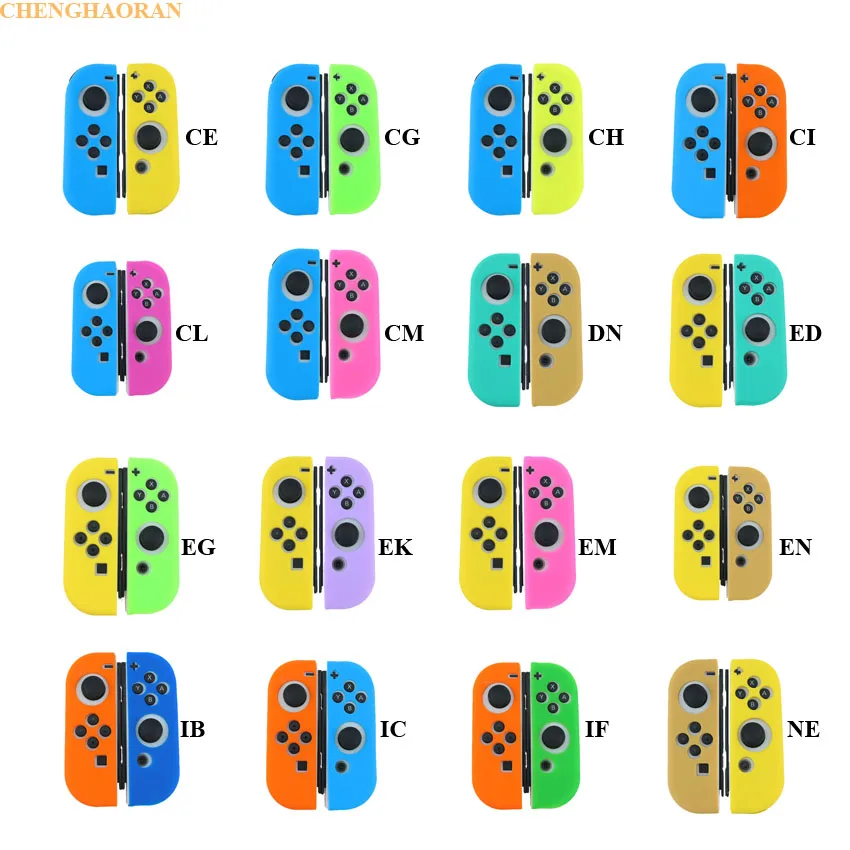 

(3) 16Colors Case for Nintend Switch Joycon Cover Soft Silicone Case for NS Switch Controller Grip Joy-con Silicon Cover