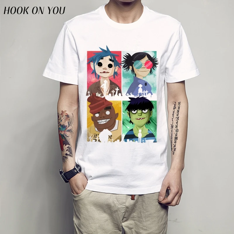 

Gorillaz men male t shirt 2019 Anime Men's T Shirt Short Sleeve funny T-Shirt Men Mens Top Tees Shirt