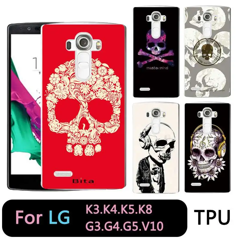 Qmswei ТПУ прозрачный телефон чехол для LG K3 K4 K5 K8 Мягкий Череп пират задняя крышка