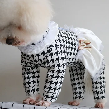 

Pet Dog Jumpsuits Puppy Overalls Clothes For Small Dogs Long Sleeve Wrap Belly Soft Cotton Pajamas Lace Thin Sweatshirt Poodle