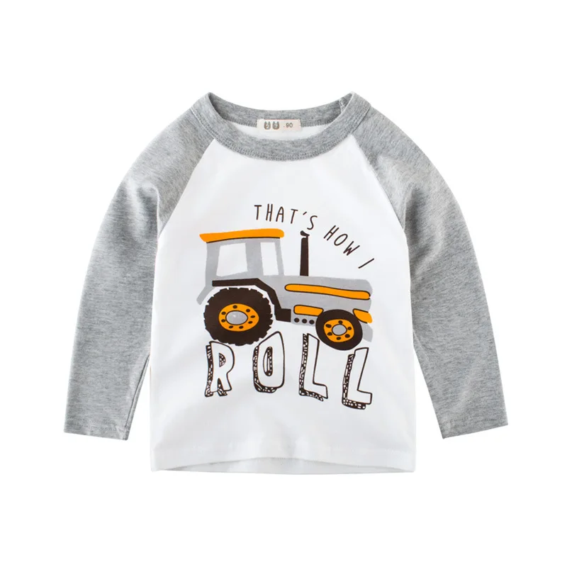 Kids Boys T Shirt Car And Dinosaur Print Long Sleeve Baby Girls T-Shirts Cotton Children's T-Shirt O-Neck Tee Tops Boy Clothes