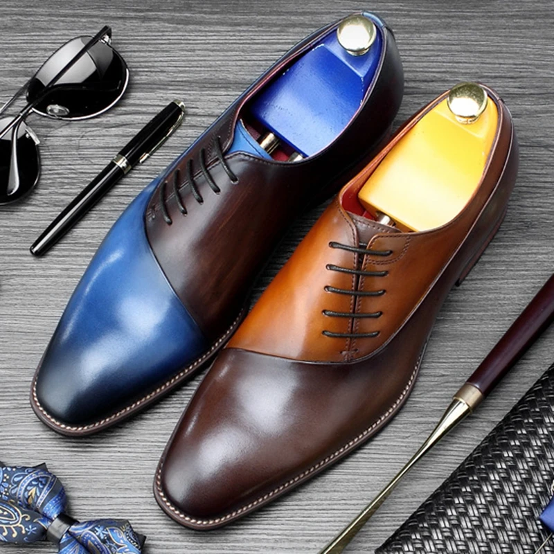 Buy Mixed Colors Man Wedding Dress Shoes Genuine