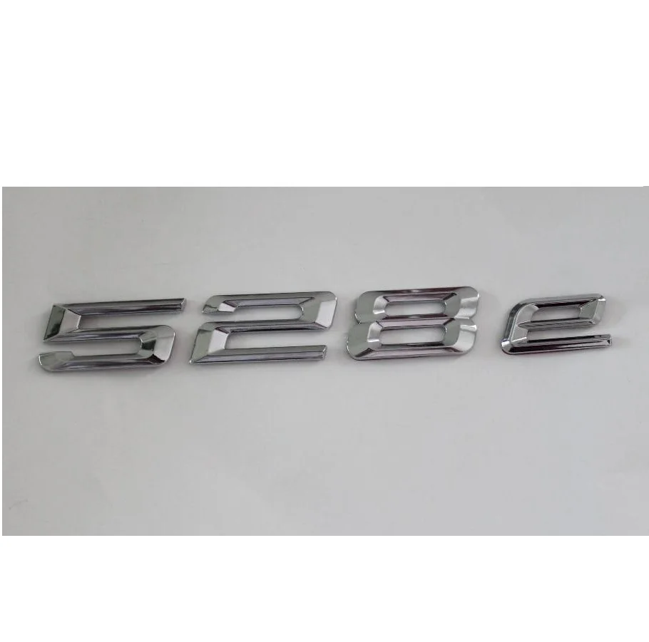 Хром блестящий серебряный ABS количество букв слова багажнике автомобиля эмблемы значка Логотипы марок автомобиля Наклейка Стикеры для BMW 5 серии 528e