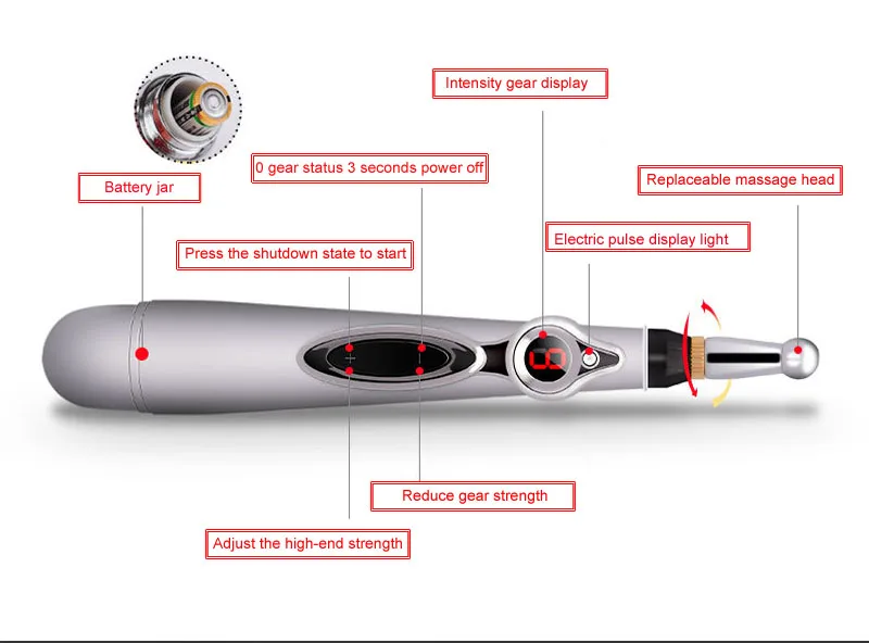 Терапия для снятия боли электронный акупунктурный карандаш Электрический меридианс лазерный механический магнит терапия энергия меридианов Массажная ручка