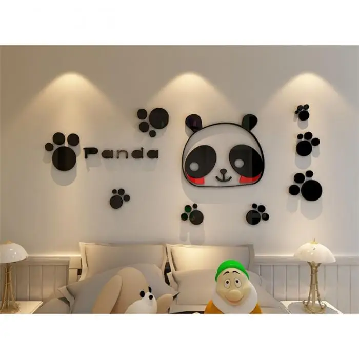 Cute Panda Acrylic Wall Sticker Free Shipping