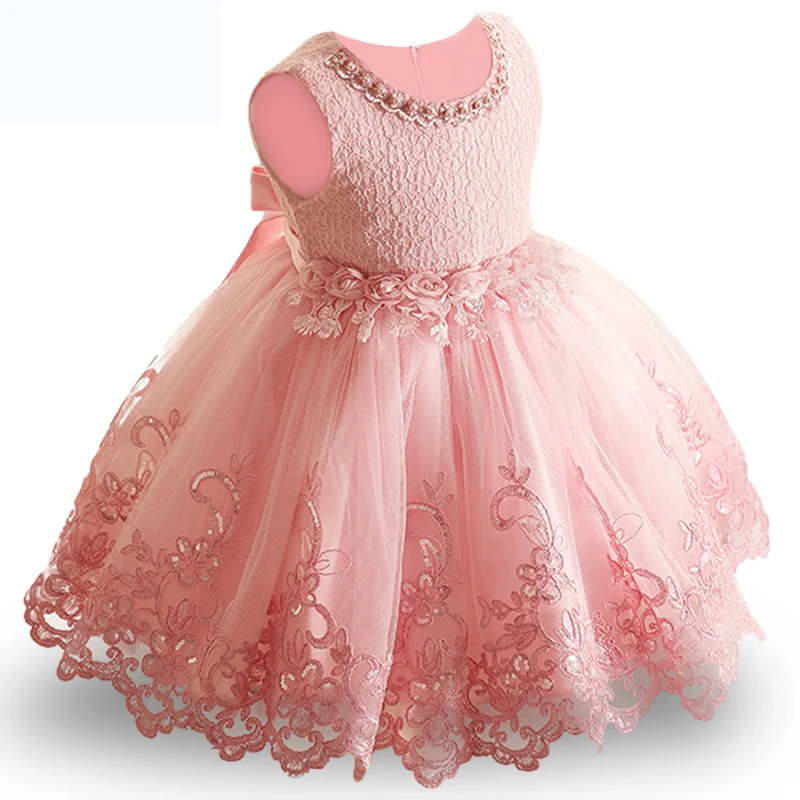 Summer Pink Girls Dress Bow Baby Girl  