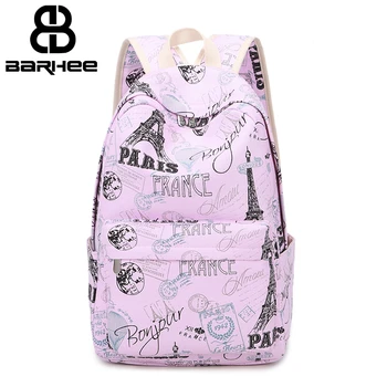 

Eiffel Tower Backpacks Student School Bags for Teenager Boys Girls Multi Function Laptop Flower Printing Women Bagpacks Girl Bag