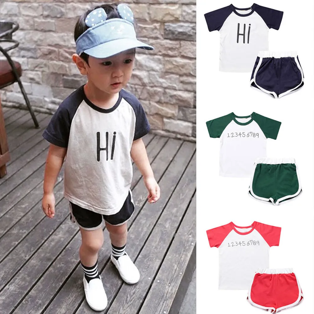 

Huang Neeky W#4 Fashion Daily Toddler Kids Baby Boys Girls Print T Shirt Tops+Shorts Pants Outfit Clothes Set Summer Hot