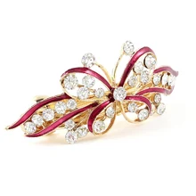 HTHL! красные бабочки Пластиковые Стразы Французская заколка для волос заколка для женщин