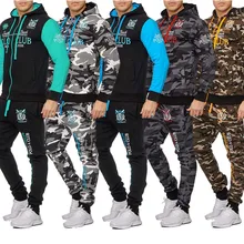 Zogaa 2019 New Camouflage Printed Men Set Causal Patchwork Jacket  Men 2Pc Tracksuit Sportwear Hoodies Sweatshirt &Pant Suit