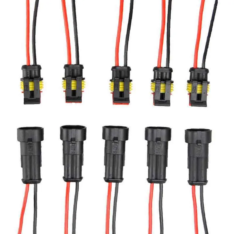 5 Pairs 2-Pin Way Electrical Connector Plug Waterproof Male Female Electrical Connector Plug with Wire For Motorcycle Car Boat